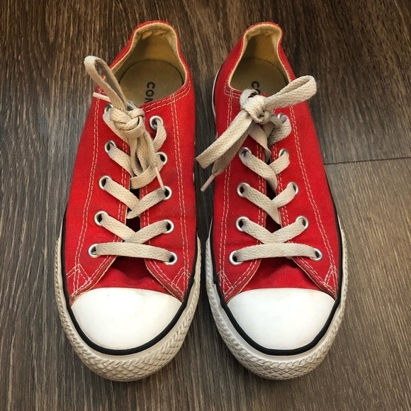 Red Converse Low Top Sneakers - Picture 2 of 10